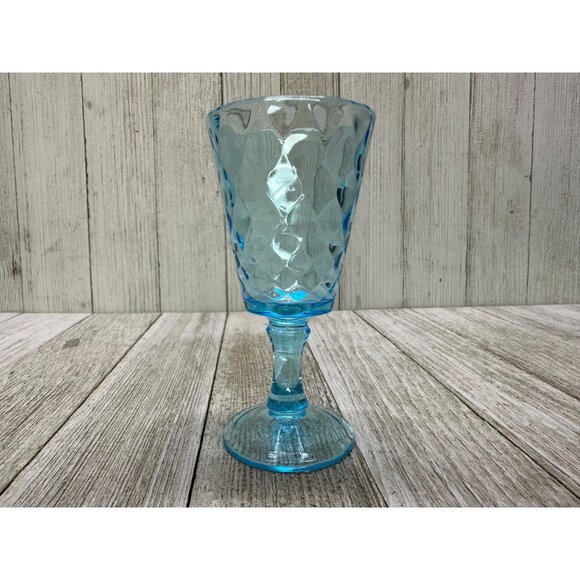 Vtg EAPG Bryce Brothers Style Shot Glass Diamond Quilted Aqua Blue Glass 4" Tall - Picture 2 of 11